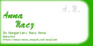 anna macz business card